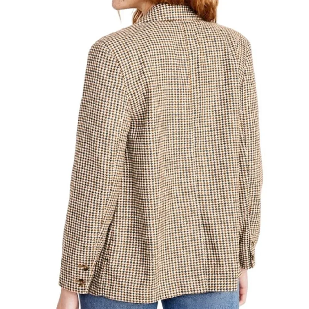 Old Navy NWT Double-Breasted Textured Blazer Brown Plaid Houndstooth Size XL